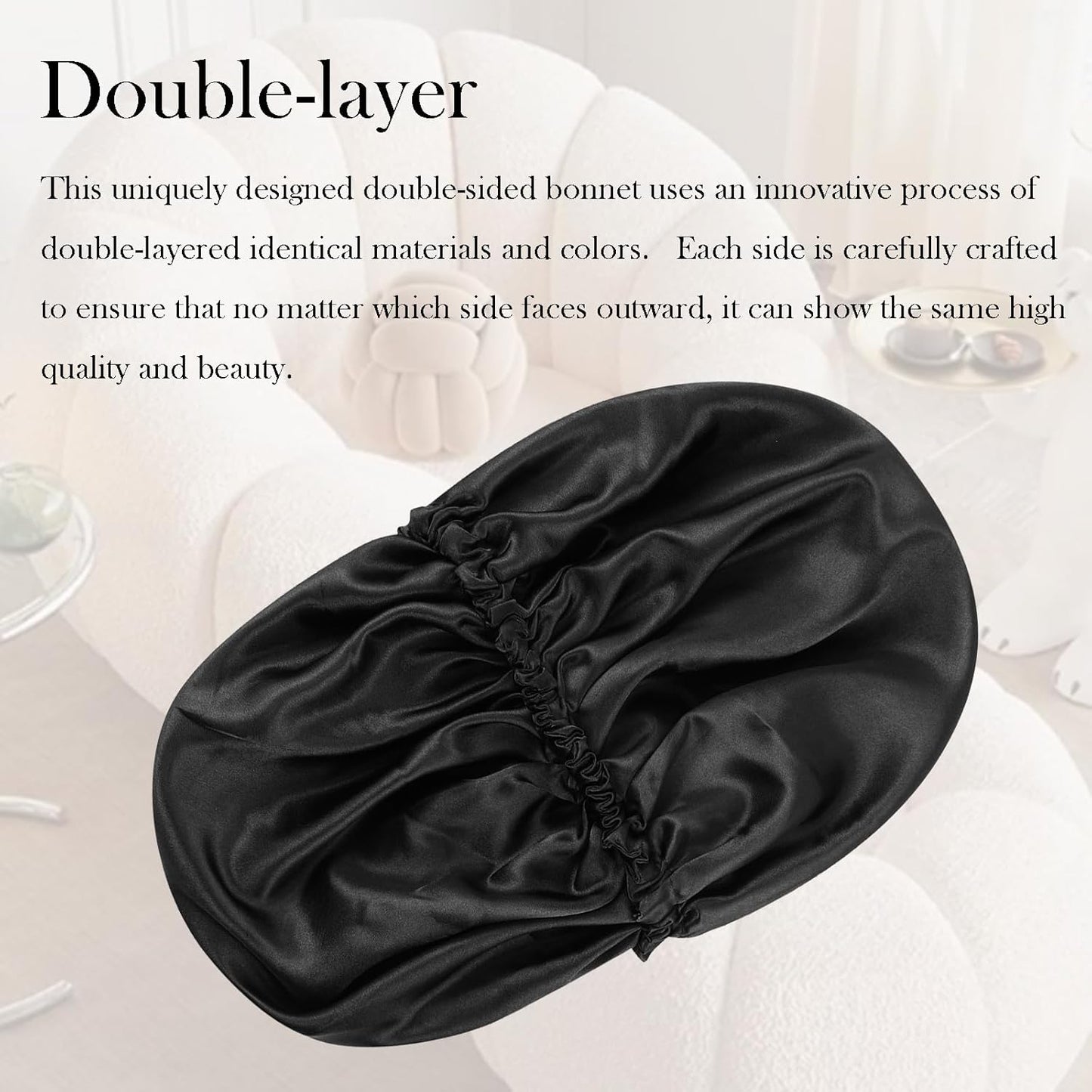 Satin Bonnet Double Layer Silk Bonnet for Sleeping Women Hair Care for Natural Curly