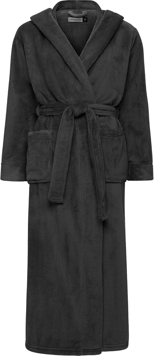 Alexander Del Rossa Womens Robe, Long Plush Bathrobe with Hood, Hooded Robes for Women Plus Size Bath Robe