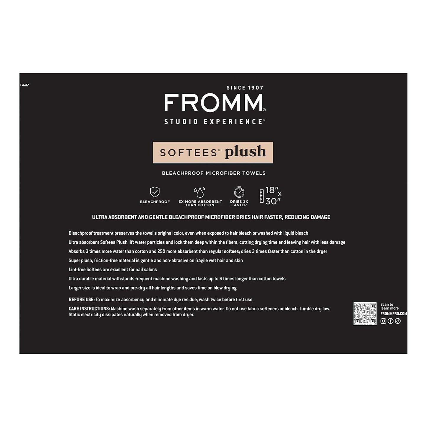 Fromm Softees Plush Microfiber Towels for Hair Salon, Barber, Spa, Ultra Soft Hair Wrap for Drying Hair, Hands, Face, Oatmeal, 20 x 34 Inches, 6 Pack