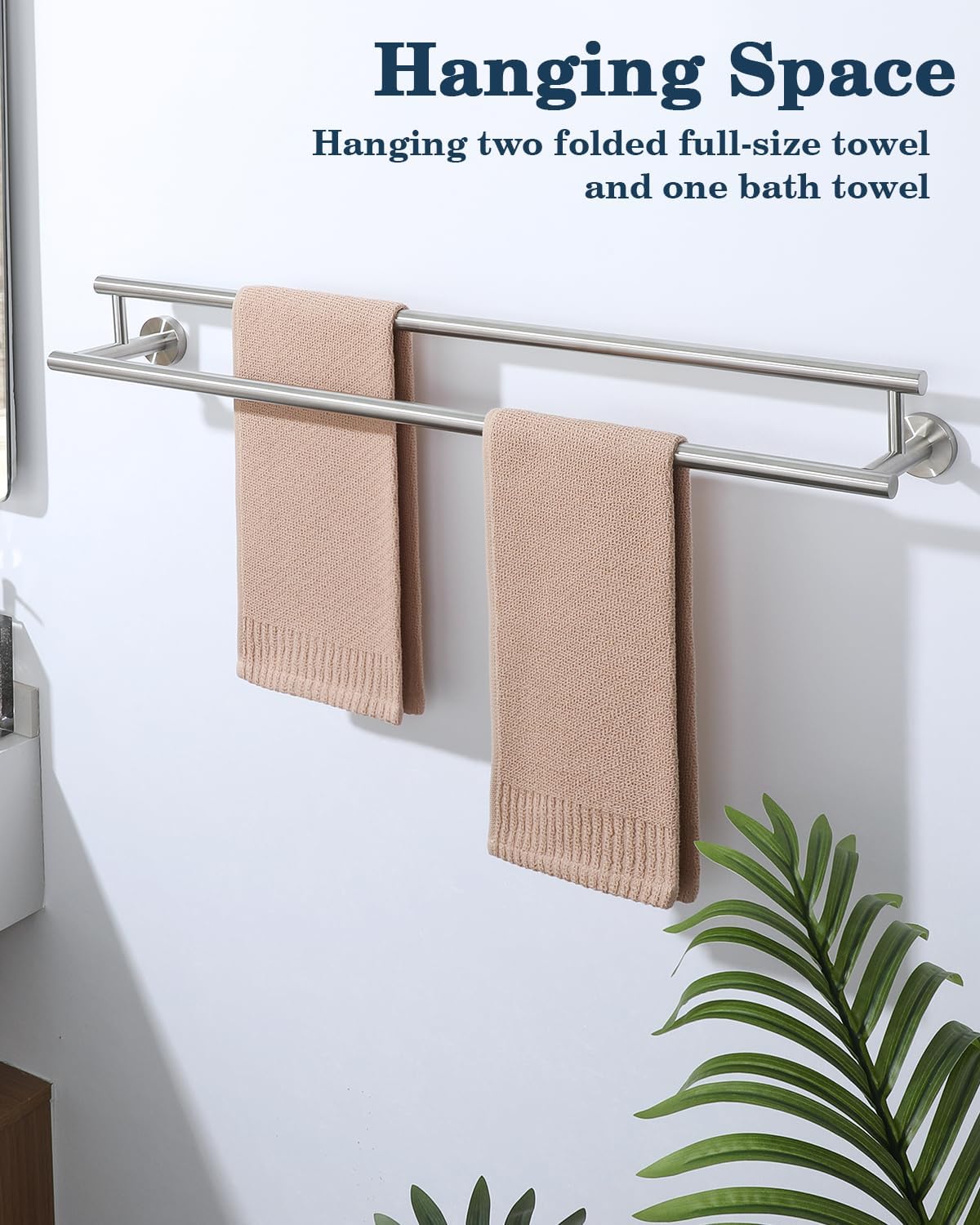 Alise Double Bath Towel Bars Towel Racks for Bathroom Lavatory,32 Inch Wall Mount Towel Holder SUS304 Stainless Steel Towel Hanger Towel Rail,GYT6902-800-LS Brushed Nickel