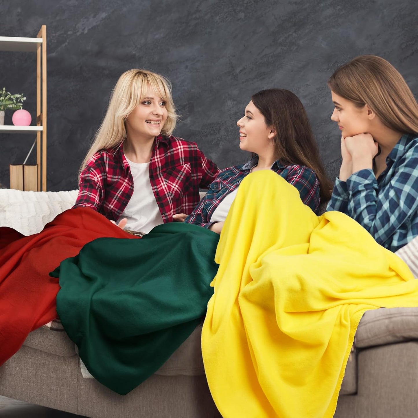 24 Packs Fleece Throw Blanket Soft Warm Lightweight Fleece Blanket Cozy Throw Bulk for Bed Couch Sofa Home Office Wedding Gifts Suitable for Seasons, 50 x 60 Inches(Multi Color)