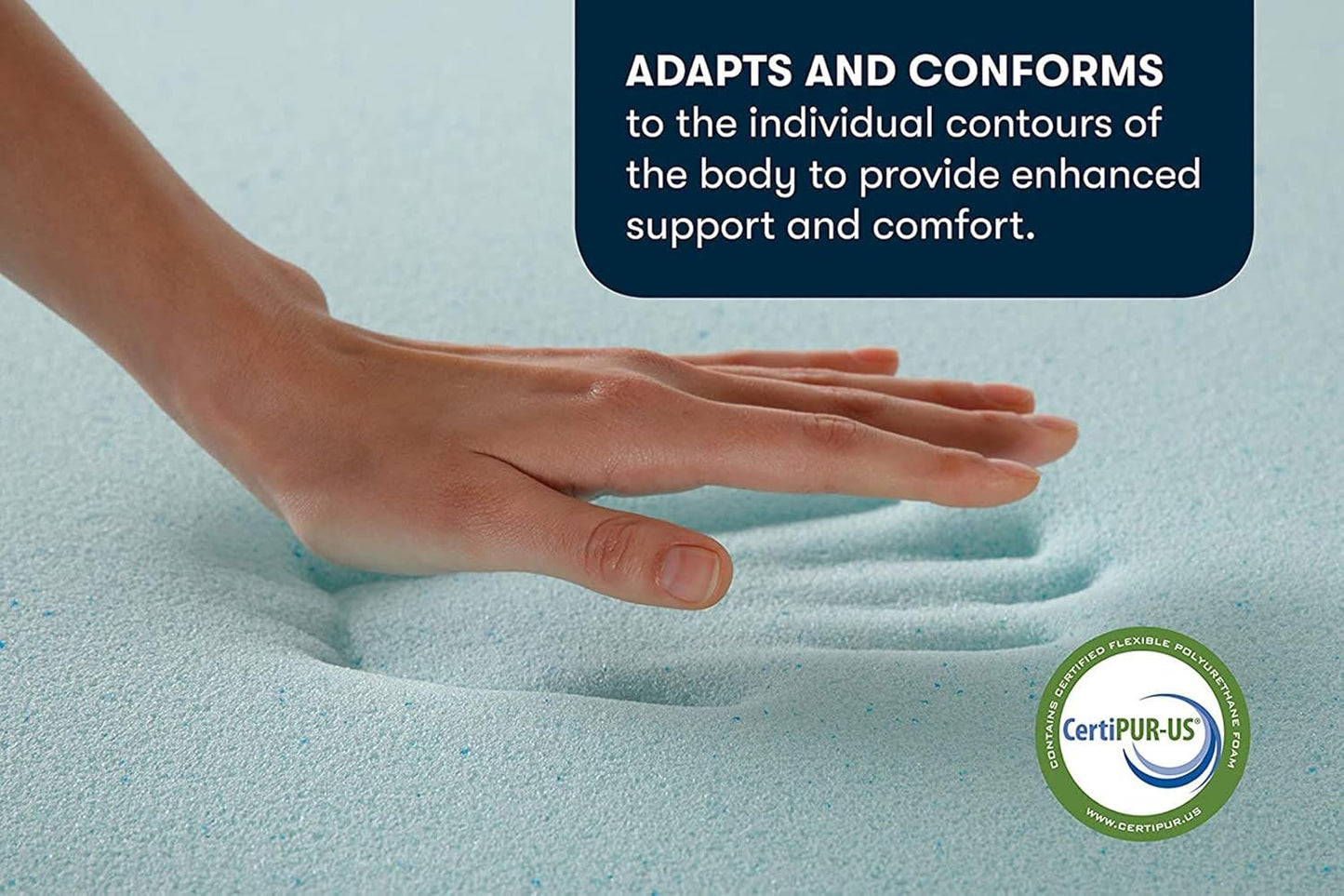 Serta ThermaGel Cooling, Pressure-Relieving Memory Foam Mattress Topper, 2 Inch, Twin, Blue