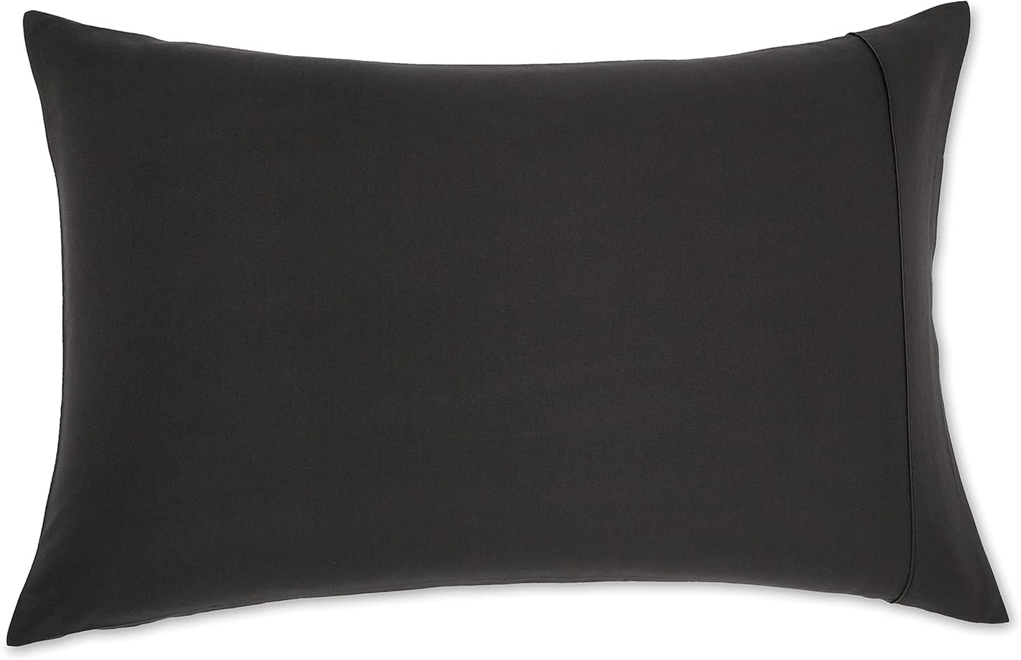 Amazon Basics Standard Pillow Cases Set of 2 - Lightweight, Super Soft Easy Care Microfiber, Black, 30" L x 20" W, Pillows Not Included