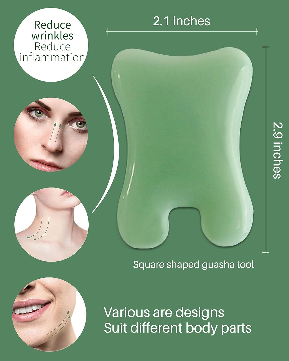 MoHern Gua Sha Massage Tools, 4 Pcs Gua Sha Tools of Multi-Shapes, Guasha Scraping Massage Tools for Face and Body (Light Green)
