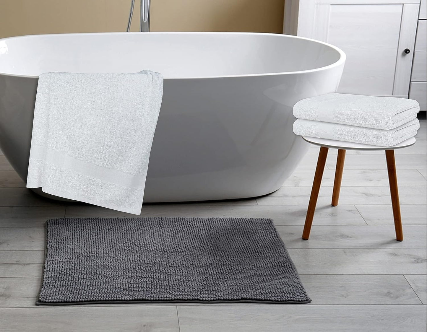 100% Cotton Bath Towel Set Pack of 60|500 GSM|Soft Large Bath Towel|Super Absorbent|Quick Dry|Ideal for Pool Home Gym Spa Hotel|Perfect for Daily Use|Bath Towel Set 24 x 48 Inches|White