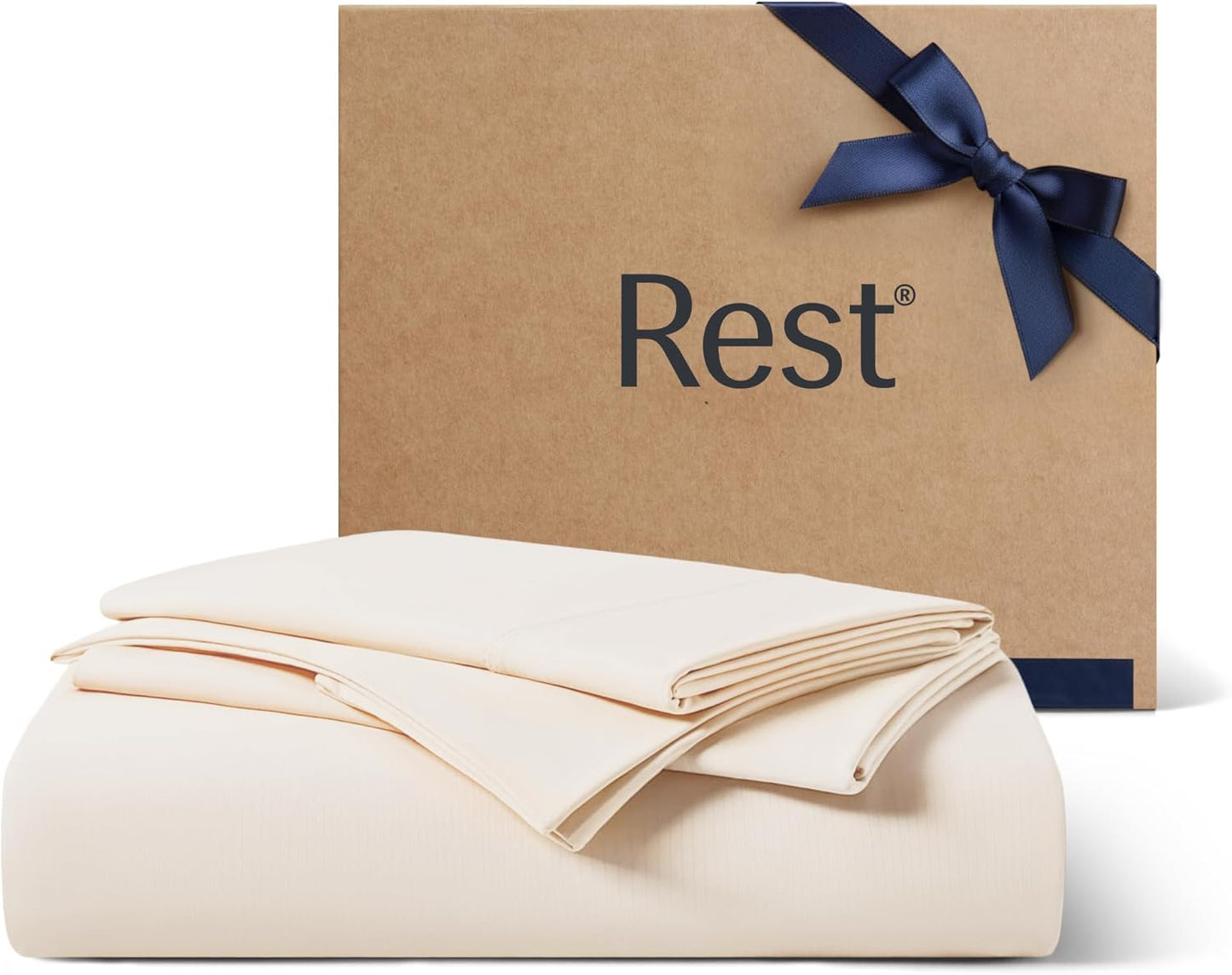 REST® Evercool®+ Starter Sheet Set, Full Size, Ivory, Breathable Bed Sheet for Hot Sleeper and Night Sweats, with Pillowcases, Ionic+ Self-Cleaning Silver Yarn for Sensitive Skin, 3PCS No Flat Sheet