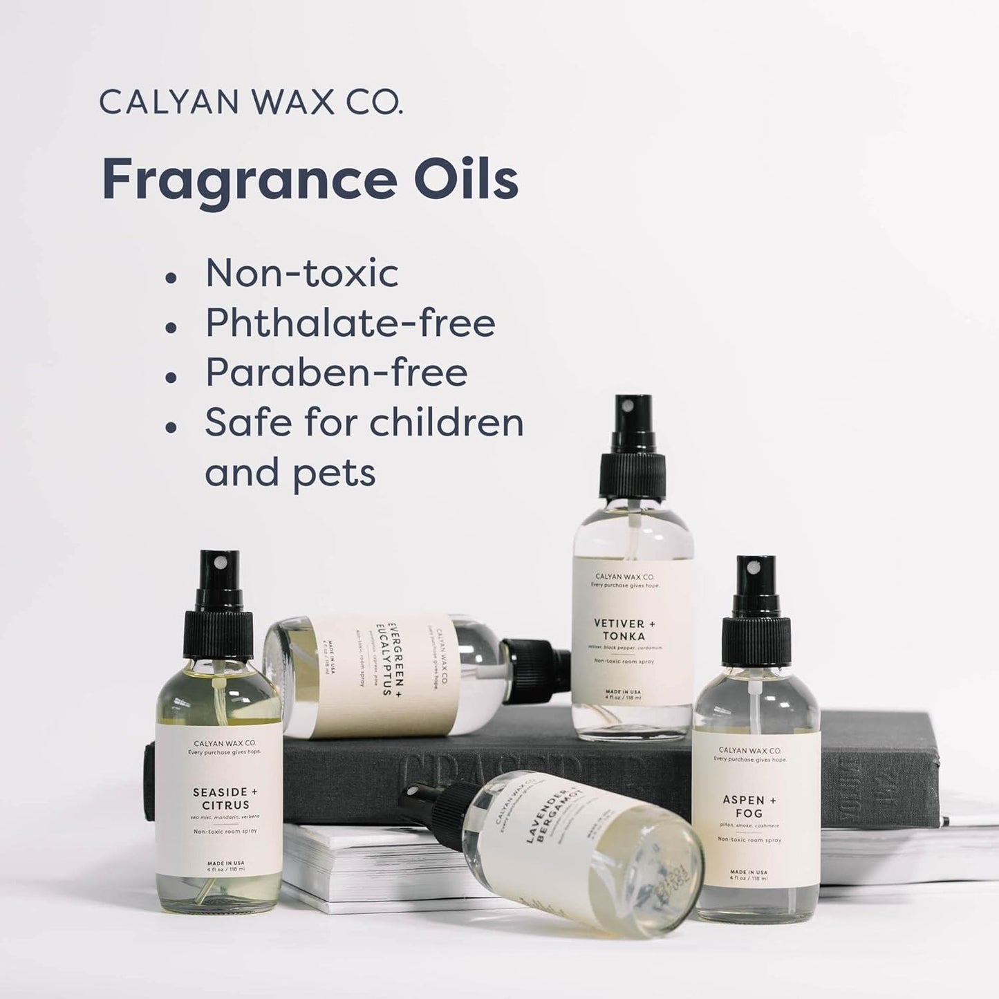 Calyan Wax Co. Evergreen & Eucalyptus Room Spray - Non Toxic Air Freshener - Natural Room Deodorizer with Essential Oils - Air Freshener Spray for Home - 4 fl oz