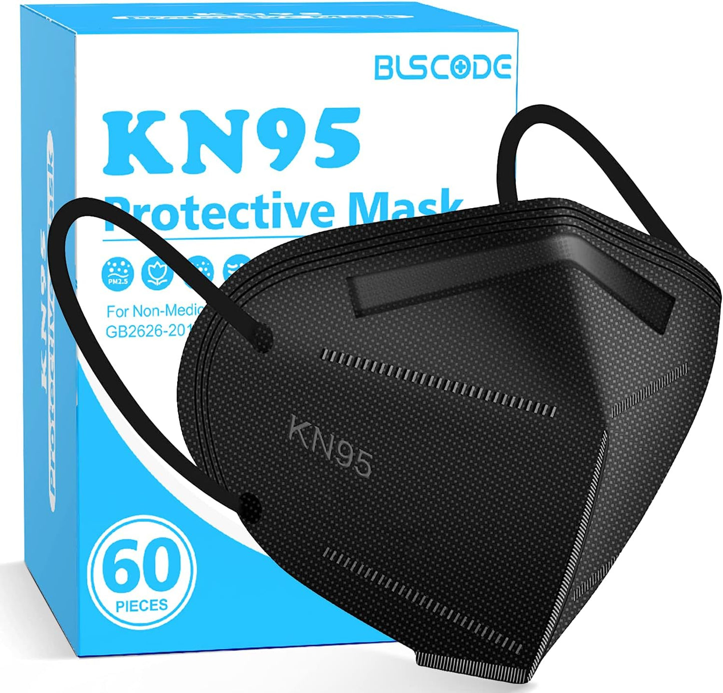 BLScode KN95 Face Mask 60 Pack,Individually Wrapped 5-Layer face Masks,Filter Efficiency≥95%
