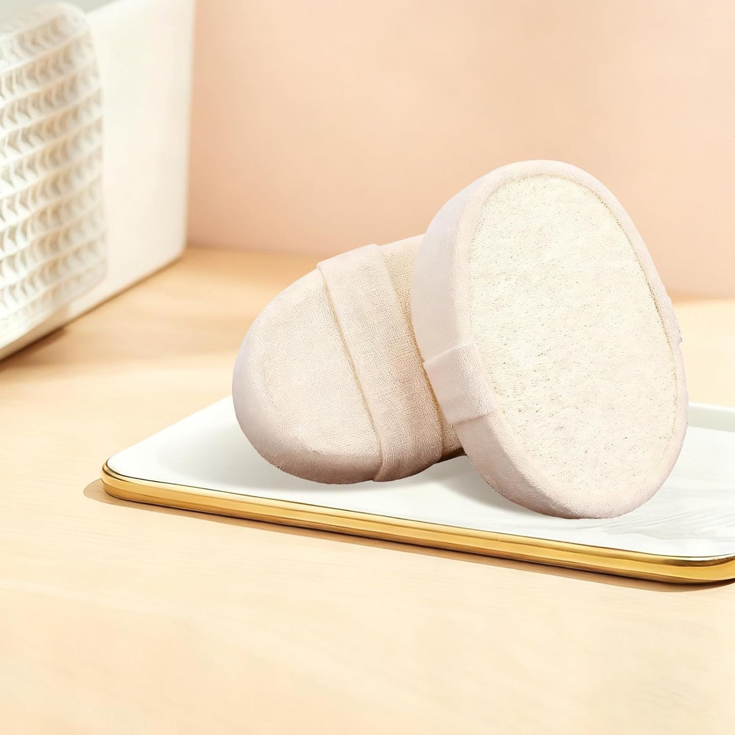 Natural Shower Loofah Sponge Exfoliating Body Scrubber，Natural Organic Beauty Exfoliating Loofah for Men and Women, Suitable for Cleansing Face Scrubber and Body Bath 2PCS (2 Small)