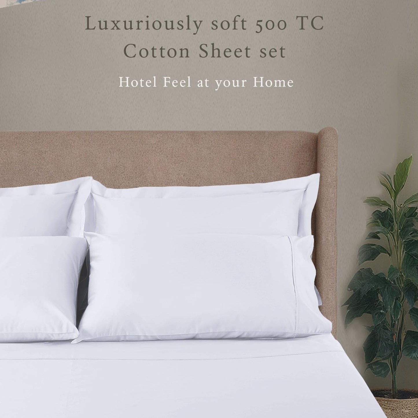 Threadmill - White King Sheets Set, Soft 100% Cotton Cooling Sheets Deep Pockets Snug Fit Elastic, 500 Thread Count, 4-Pc Bedsheet Set, Beats Egyptian Cotton Claim (Solid - Pure White)