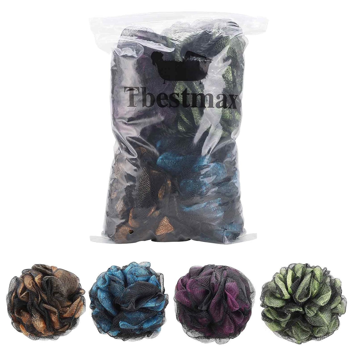 75g/Pcs Shower Loofah Bath Sponge for Women Men Lufa Exfoliating Body Scrubber (Set of 4)