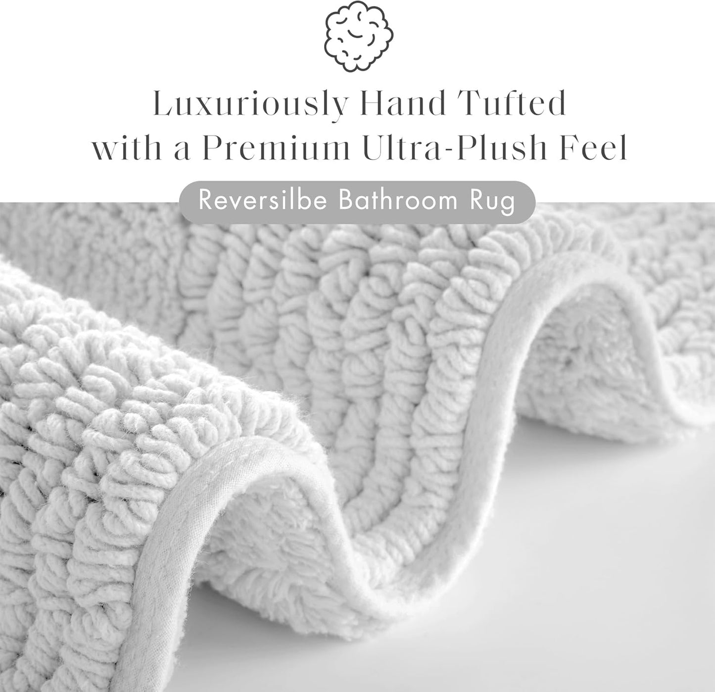 Madison Park Splendor Reversible 100% Cotton Tufted Bathroom Rug-3000 GSM Hotel Quality Luxurious Plush Medium Pile Bath Mat Absorbent, Quick Dry, Shower Room Décor, 17x24 Grey