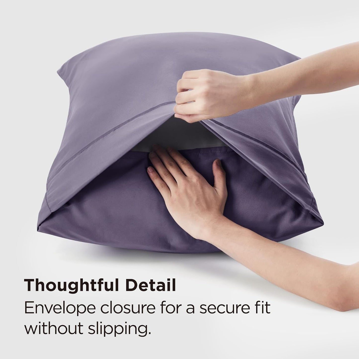 Bedsure Queen Pillow Cases Set of 2 - Grayish Purple Brushed Microfiber Pillowcase 2 Pack, Super Soft and Cozy Pillow Case Covers with Envelope Closure, Wrinkle, Fade and Stain Resistant, 20x30 Inches
