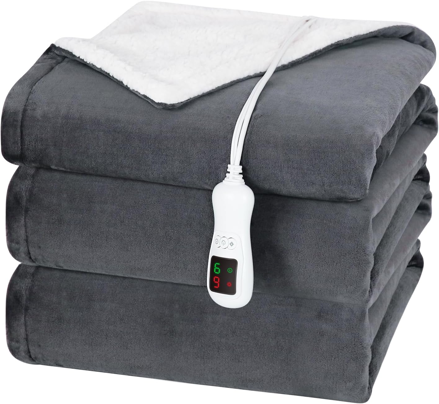 Electric Heated Blanket Full Size, Washable Blanket Warmer for Home for Adults, Fast Heating Super Cozy Soft Flannel 72" x 84", 9 Heat Levels, 1-9H Auto-Off, ETL Certified, Slate Gray