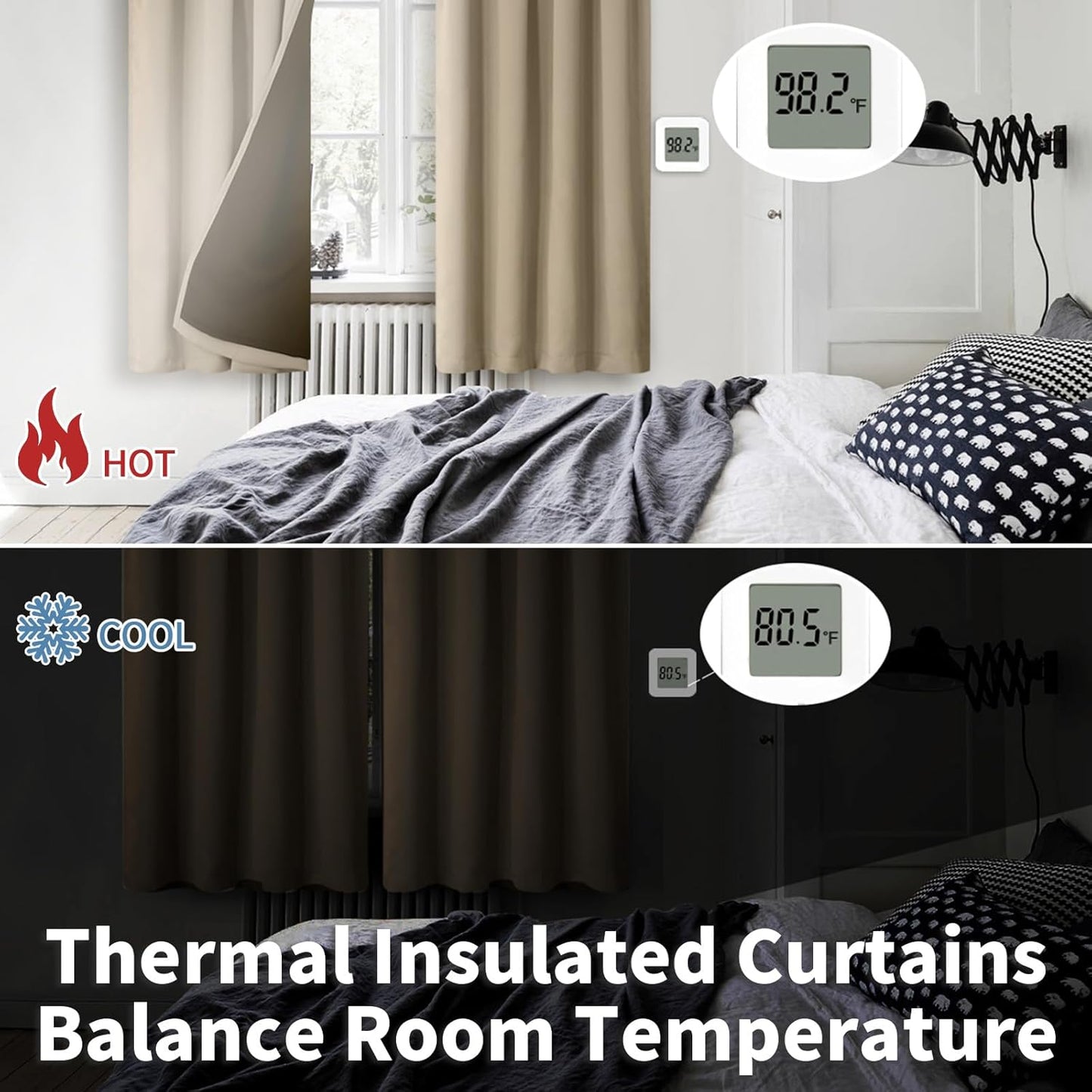BGment 100% Blackout Curtains for Bedroom 63 Inch Length 2 Panels, Thermal Insulated Room Darkening Curtains Rod Pocket Soundproof Bedroom Living Room Window Curtains, Sand, Each 42 Inch Wide