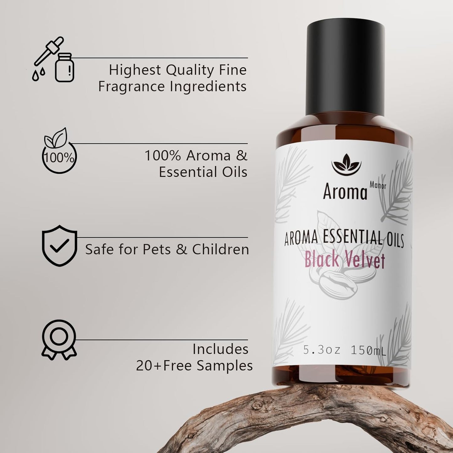 Hotel Fragrance Oil - Black Velvet Essential Oils for Scent Diffuser - Black Coffee, Caramel, Cinnamon, Vanilla, Patchouli - Home Luxury Scents Aroma Fragrance for Home, Office