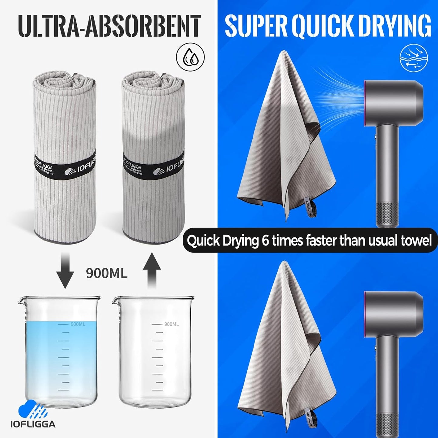 5 Pack Microfiber Gym Towels – Quick Dry, Super Absorbent, Lightweight & Compact Sweat and Workout Towels for Travel, Camping, Hot Yoga, Beach, and Sports (12 * 40" (5 Pack))