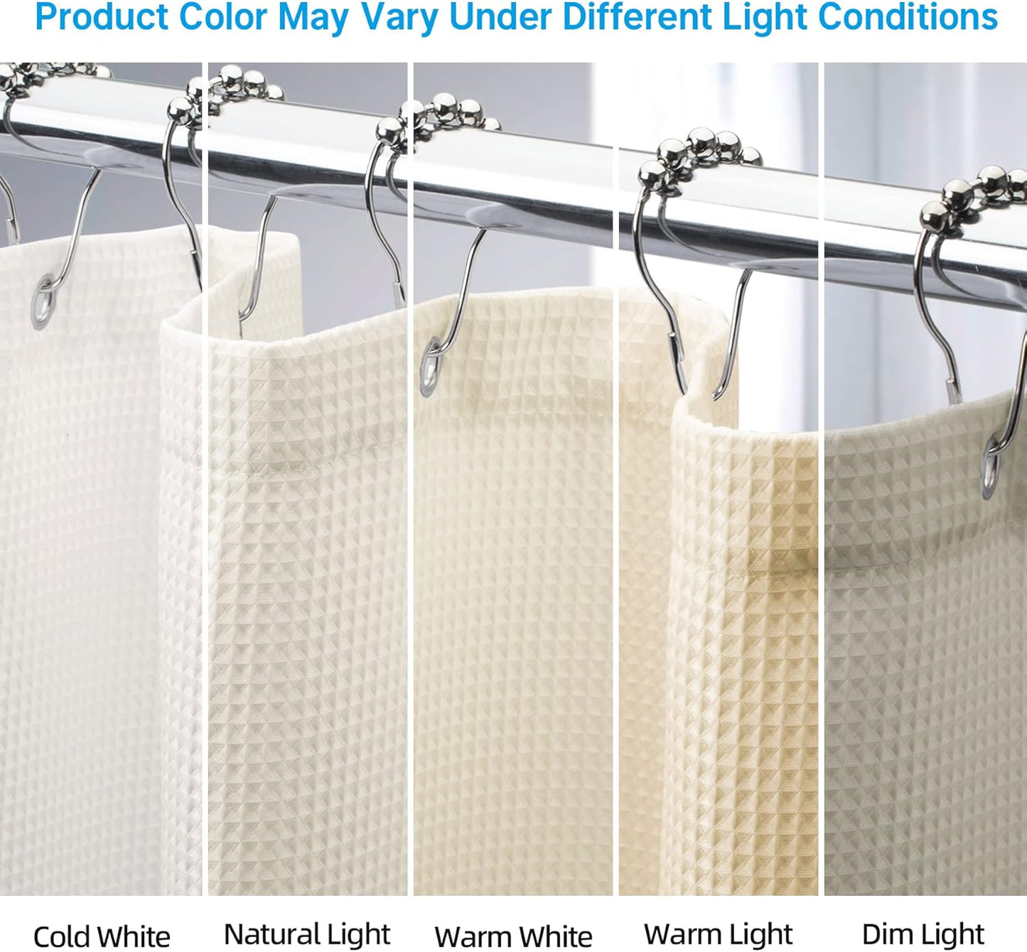 AmazerBath Waffle Shower Curtain, Heavy Duty Fabric Shower Curtain with Waffle Weave Hotel Quality Bathroom Curtains, 72 x 72 Inches (Cream Yellow)