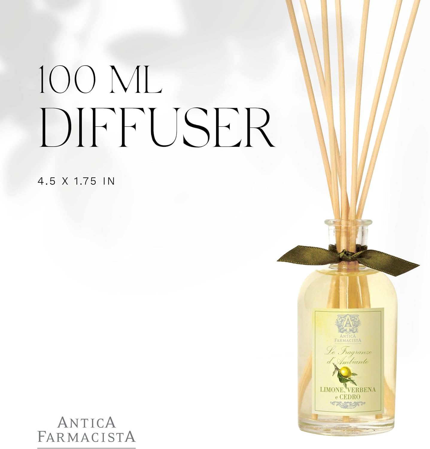 Antica Farmacista Home Ambiance Diffuser - Long-Lasting Reed Scent Diffuser - Luxury Room Freshener Gift - Lemon, Verbena & Cedar, 3.4 fl oz