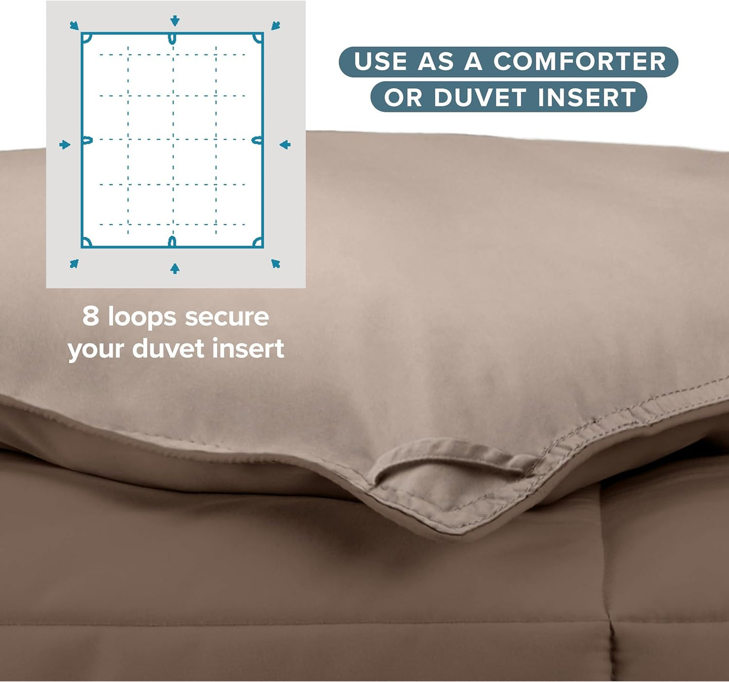 Bare Home Twin/Twin Extra Long Comforter - Reversible Colors - Goose Down Alternative - Ultra-Soft - Premium 1800 Series - All Season Warmth - Bedding Comforter (Twin/Twin XL, Cocoa/Taupe)
