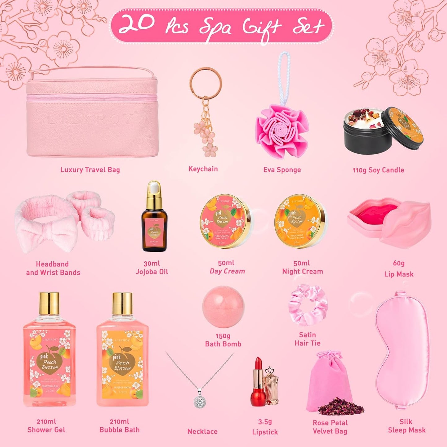 Christmas Gifts for Women Gift -20-Piece Luxury Bath and Body Gift Bath Gift Set for Women, Spa Gift Sets | Perfect for Mothers Day, Birthday Gifts, Anniversary, Holiday Gift for Her, Gifts for Mom