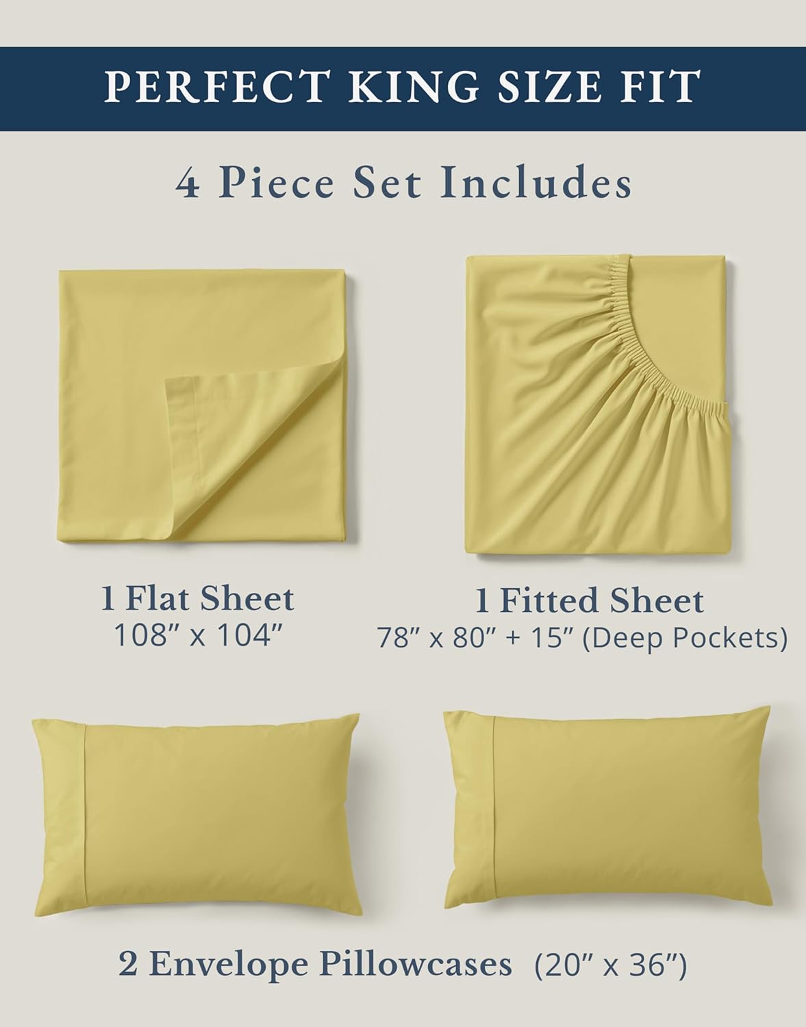 LANE LINEN 100% Organic Cotton King Bed Set, Soft & Comfy Luxury Hotel Feel Crisp Percale Weave, Machine Washable Mercerized Cotton Bedding Sets & Collections King Size- Cocoon