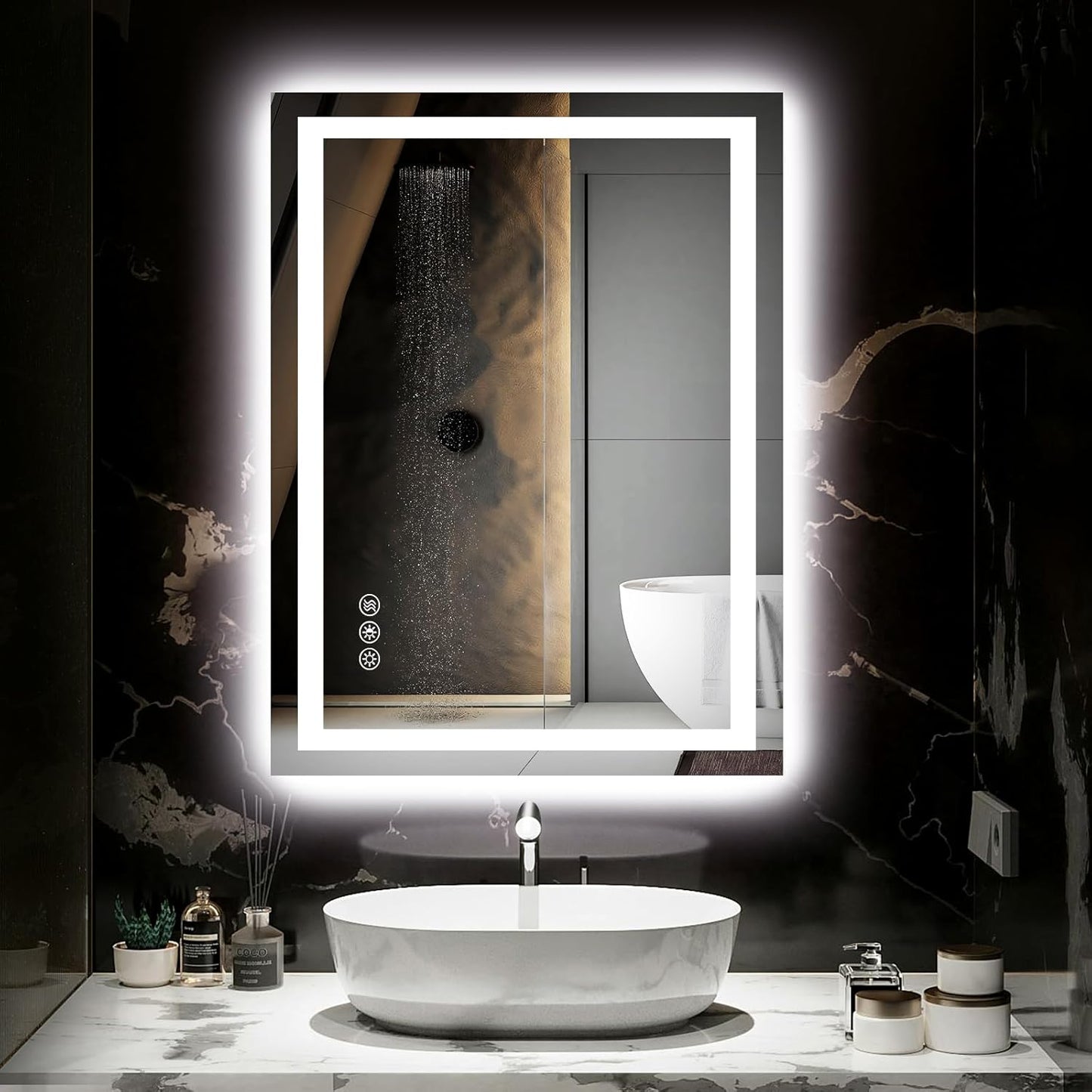 24X32 LED Bathroom Mirror with Lights, Anti-Fog, Dimmable, Backlit + Front Lit, Smart Bathroom Vanity Mirror, Memory Function, Shatterproof, Tempered Glass (Horizontal/Vertical)