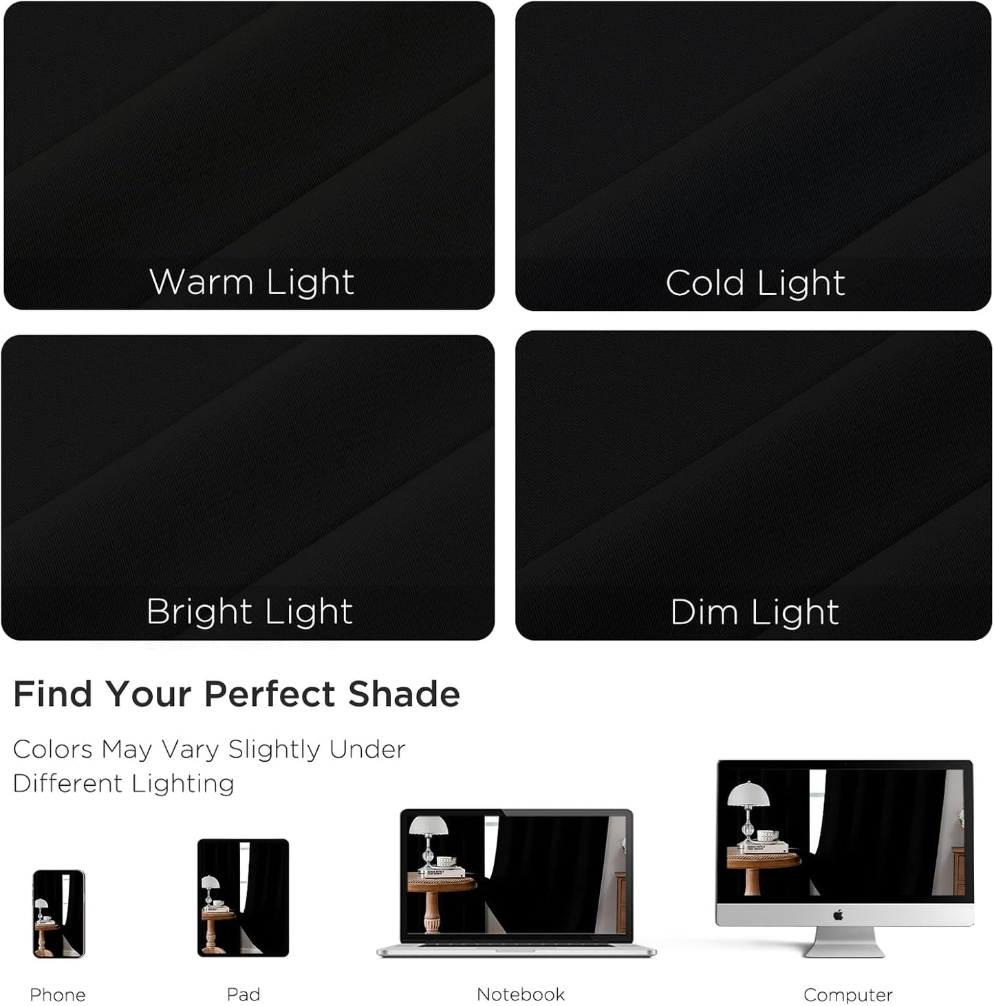 CUCRAF Custom Blackout Curtains for Bedroom Living Room, Rod Pocket Room Darkening Curtain Thermal Insulated Light Blocking Window Drapes 1 Panel (Custom Size, Black)