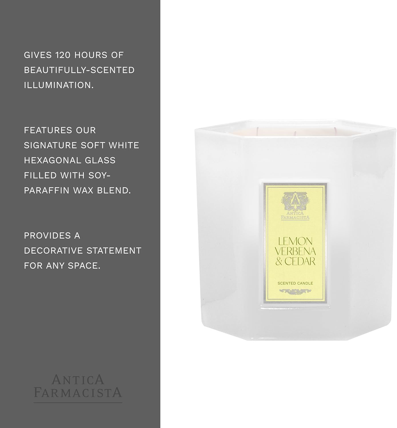 Antica Farmacista Three-Wick Candle - Decorative Home Candle - Long-Lasting & Premium Scented - Luxury Gift - Lemon, Verbena & Cedar, 25 oz