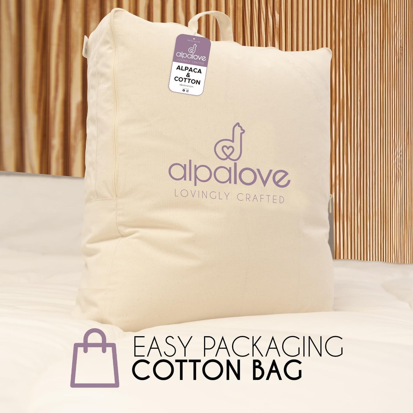 Queen All-Season Warm Fine Alpaca Duvet - Premium Cotton Cover, 4,66 lb Filling, Ideal for Year-Round Comfort, Lightweight & Temperature-Regulating, 92 x 94 inches