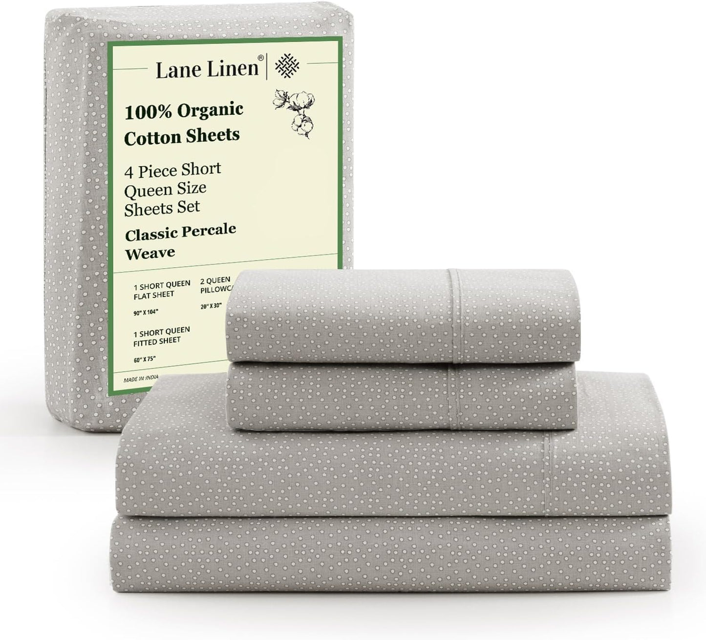 LANE LINEN RV Queen Sheets Set - 100% Organic Cotton Camper Sheet Sets 15" Deep Pocket Fitted - Snowdrop