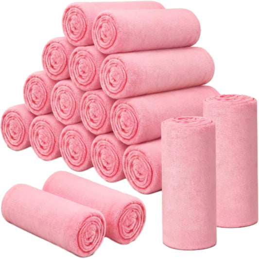 18 Pieces Fleece Blankets Bulk for Wedding 50 x 60 Inch Soft Lightweight Flannel Throw Blankets Bulk for Wedding Guests Home Outdoor Couch Sofa Bed Gifts(Pink)