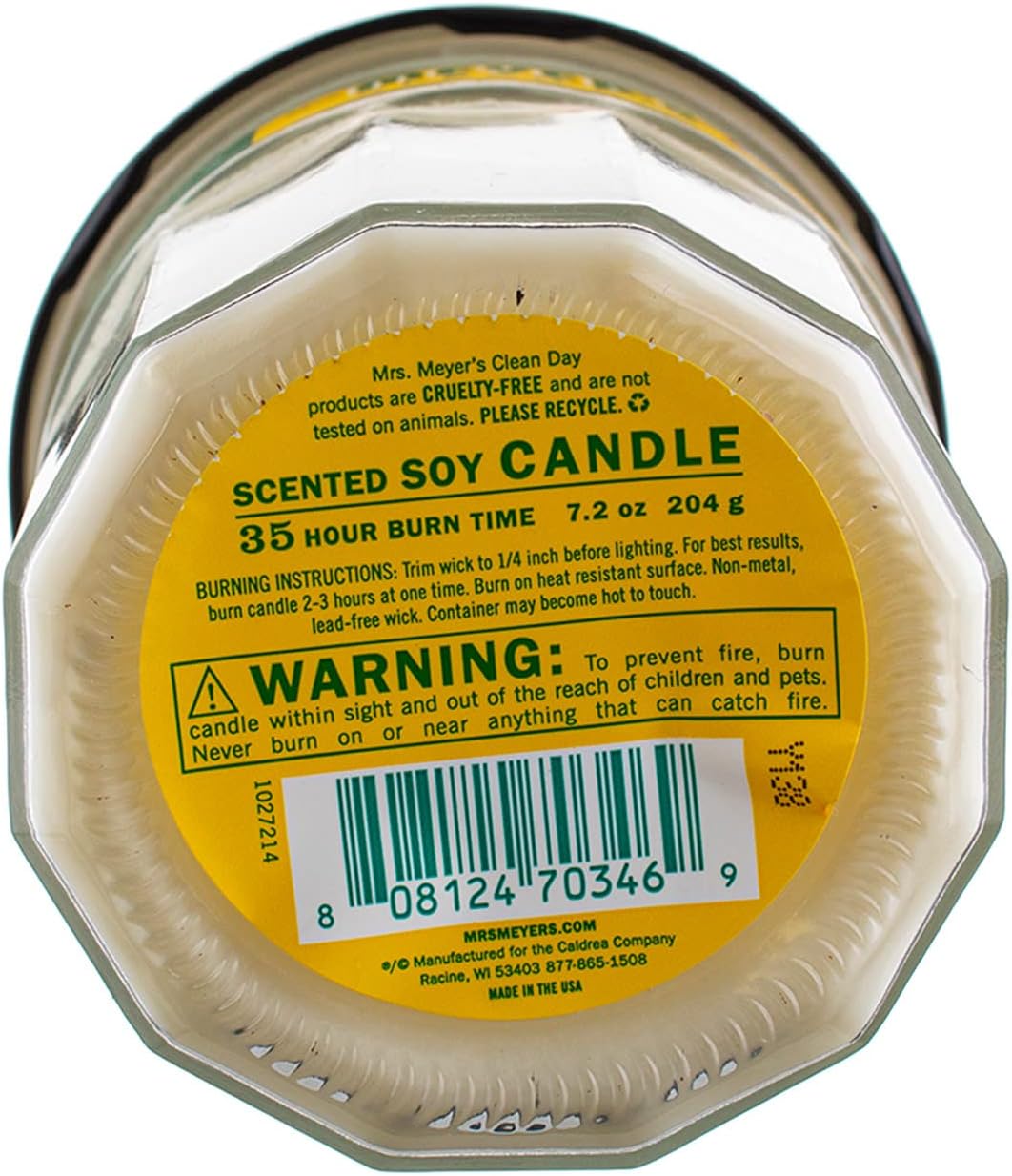 MRS. MEYER'S CLEAN DAY Aromatherapy Candle, 35 Hour Burn Time, Made with Soy Wax and Essential Oils, Honeysuckle, 7.2 Oz, Pack of 2