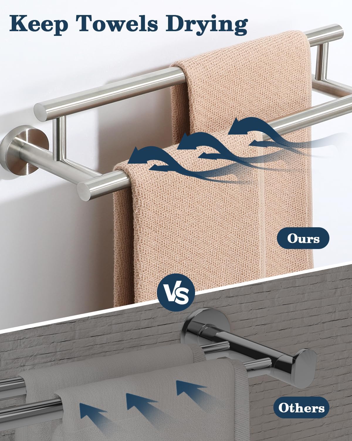 Alise Double Bath Towel Bars,12 Inch Towel Racks for Bathroom Wall Mount,SUS304 Stainless Steel Towel Holder,Space-Saving Towel Hanger,Modern Decor Towel Rod,Brushed Nickel Towel Rail,GYT6902-300-LS