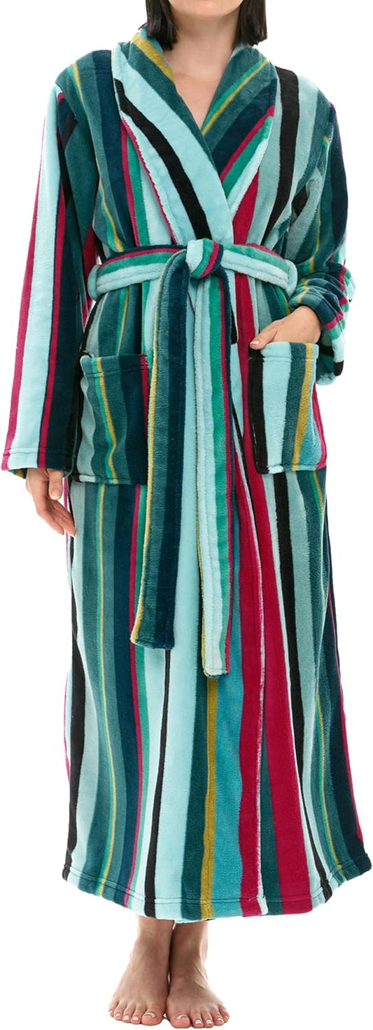 Alexander Del Rossa Plush Robe for Women, Long Fleece Winter Bath Robe, Plus Size