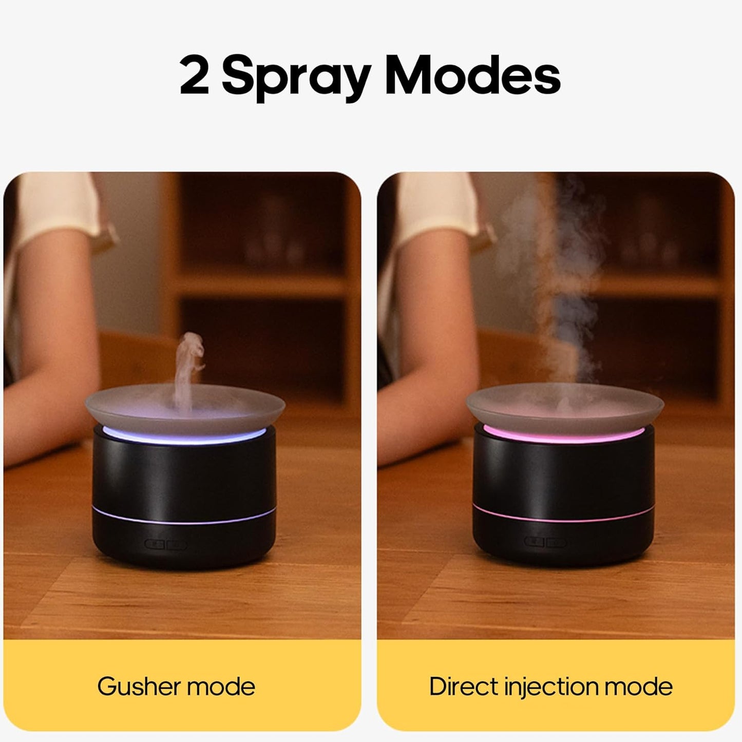 Essential Oil Diffusers, 200ml Aromatherapy Diffuser with Auto Shut-Off Function, Cool Mist Humidifier with 2 Modes, Small Diffuser with 7 Color Lights Auto Shut Off for Home Office Room, Black