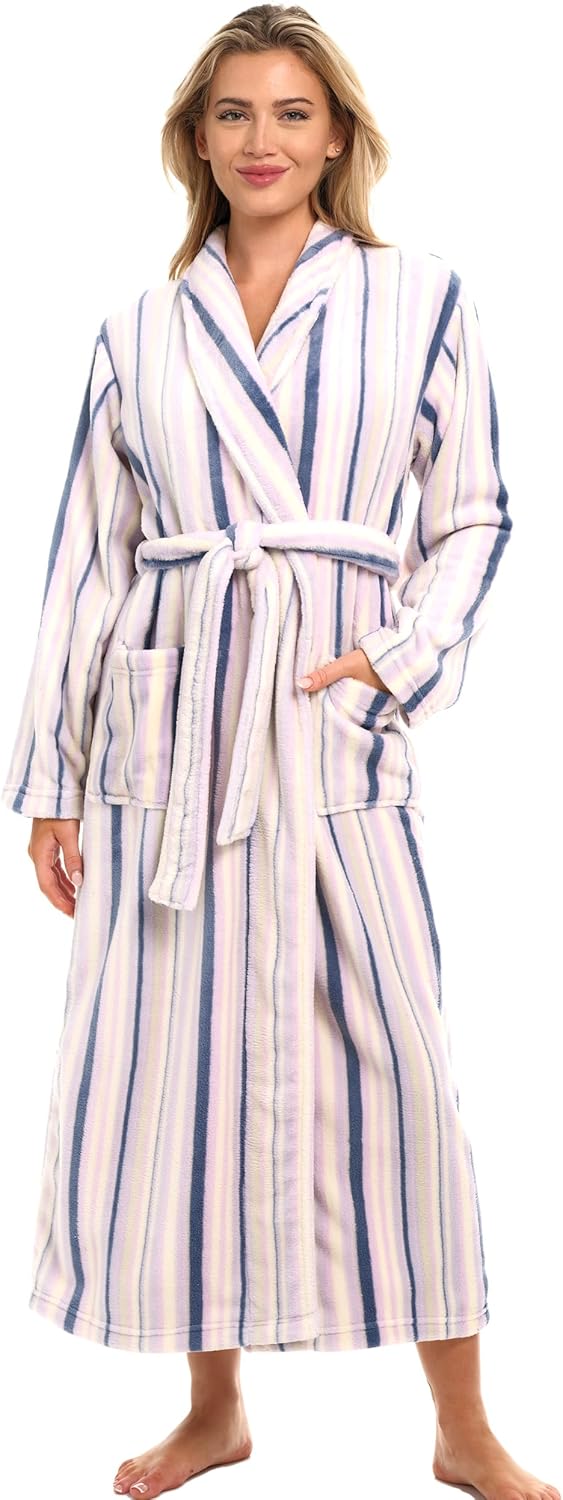 Alexander Del Rossa Plush Robe for Women, Long Fleece Winter Bath Robe, Plus Size