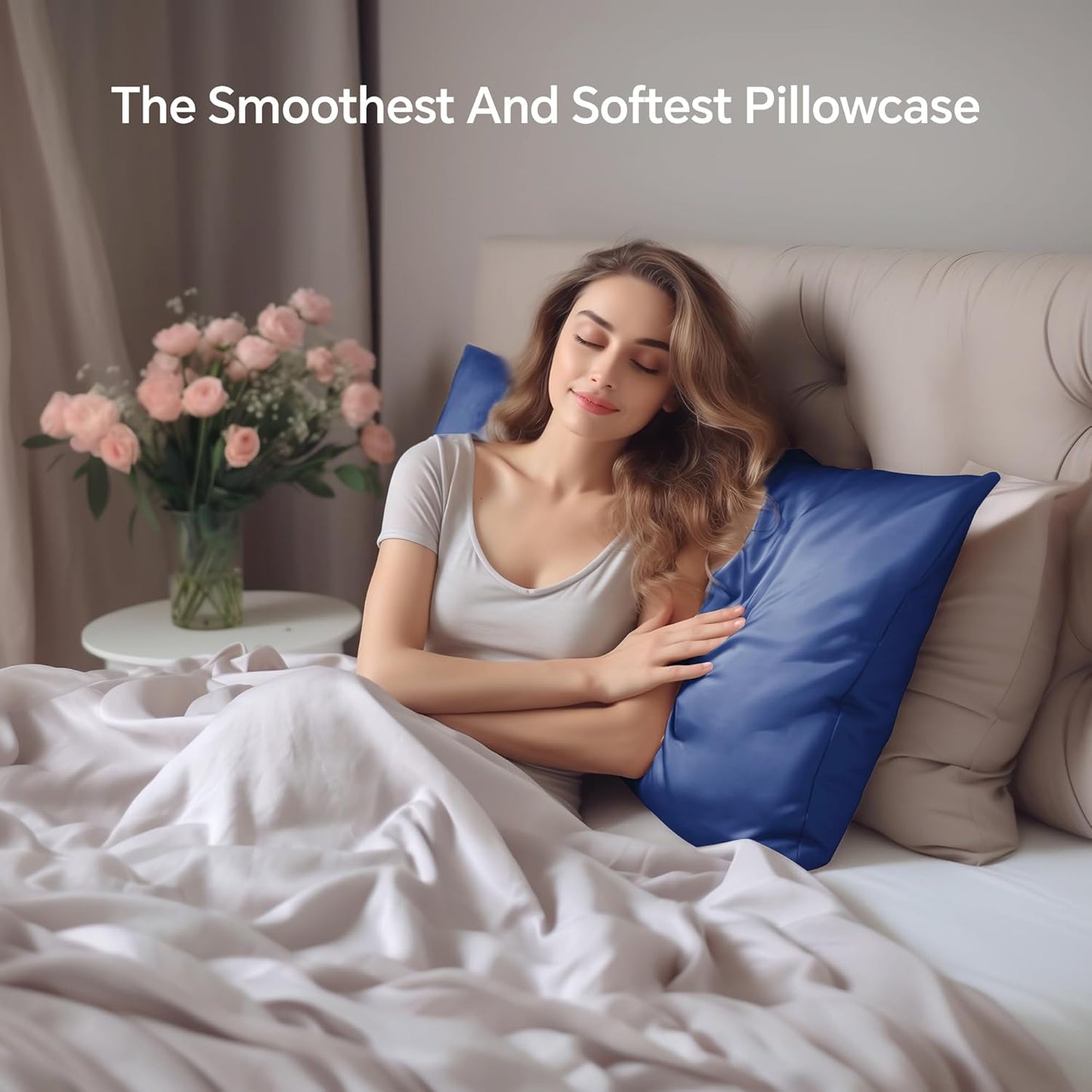 INFIIXSO Silk Pillow Cases 2 Pack Standard Size, Ultra Smooth & Soft Mulberry Silk Pillow Case for Hair and Skin, Breathable Cooling Silk Pillowcase with Hidden Zipper (Navy, 20x26 Inches)