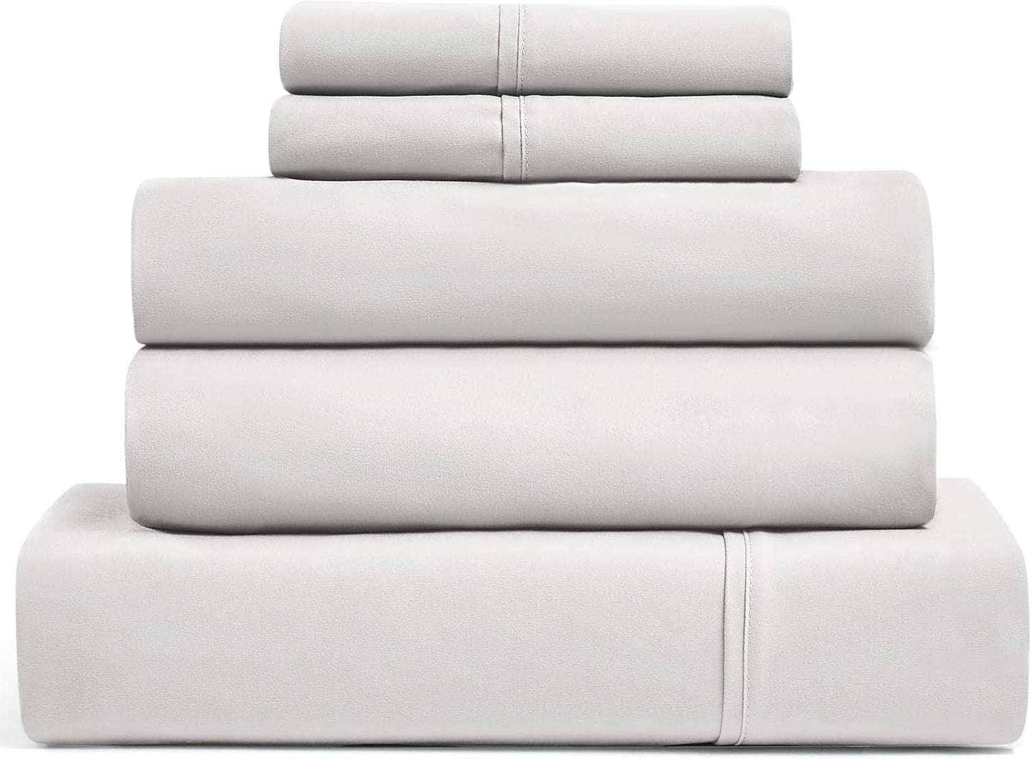 UGG Split King Sheet Set 5-Piece Luxury Cooling Sheets Deep Pockets Premium Bedding with 2 Shams Machine Washable, Adjustable Bed, Split King, Stone Grey (Hedi)