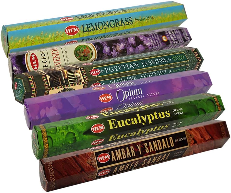 Hem Incense Sticks Variety Pack #28 and Incense Stick Holder Bundle with 6 Outstanding Fragrances