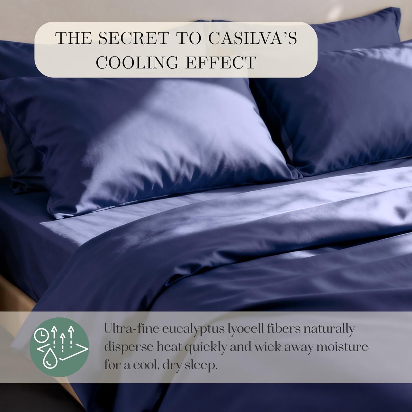 CASILVA Eucalyptus Sheets - Infused with Silver for Anti-Odor, Softer Than Silk Fibers, More Cooling Than Cotton - Perfect for Hot Sleepers & Sensitive Skin - 100% Tencel Lyocell - King Sheet Set