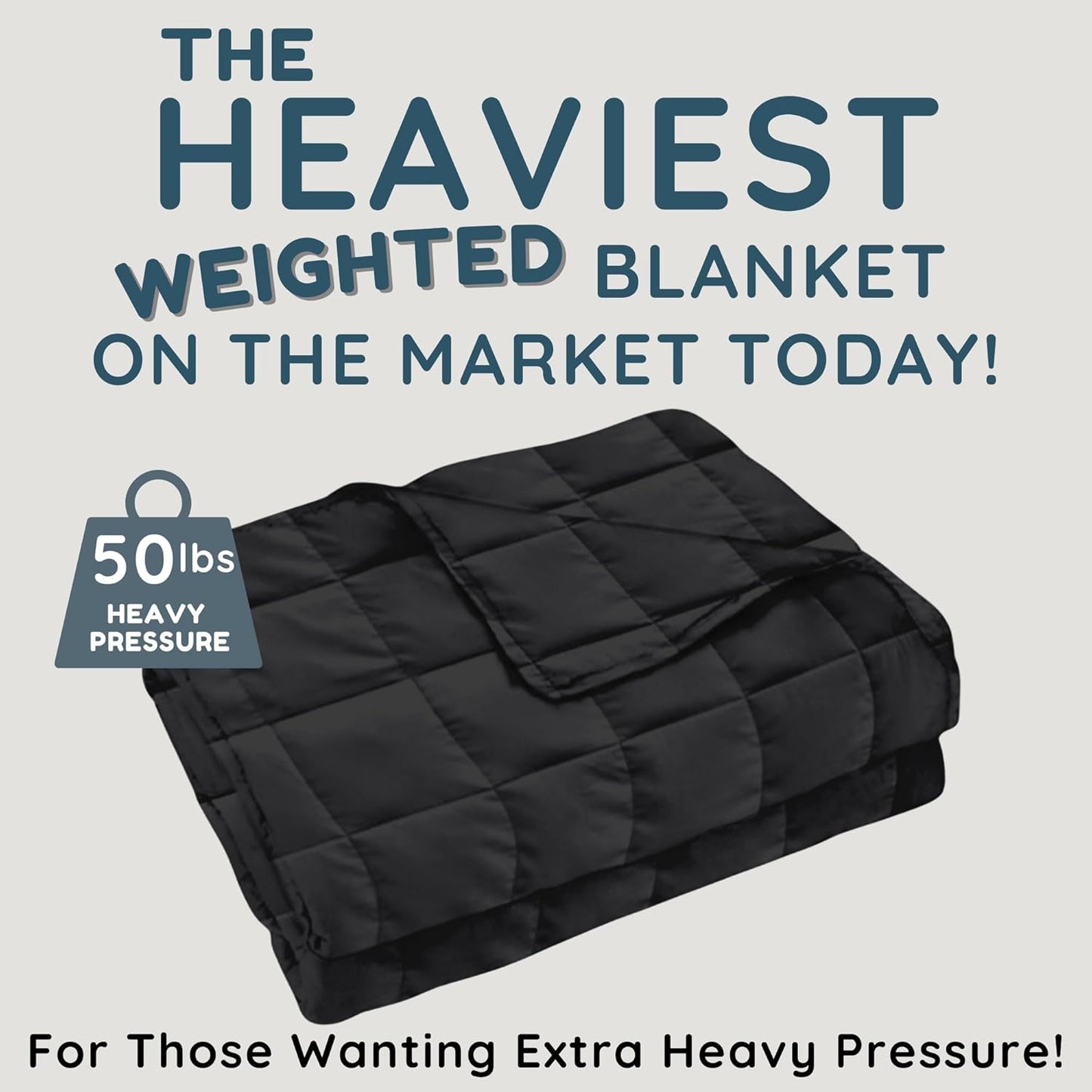 HomeSmart Products 50lbs Weighted Blanket Queen Size - Breathable, Hypoallergenic Soft Fabric, The Heaviest Weighted Blanket Black