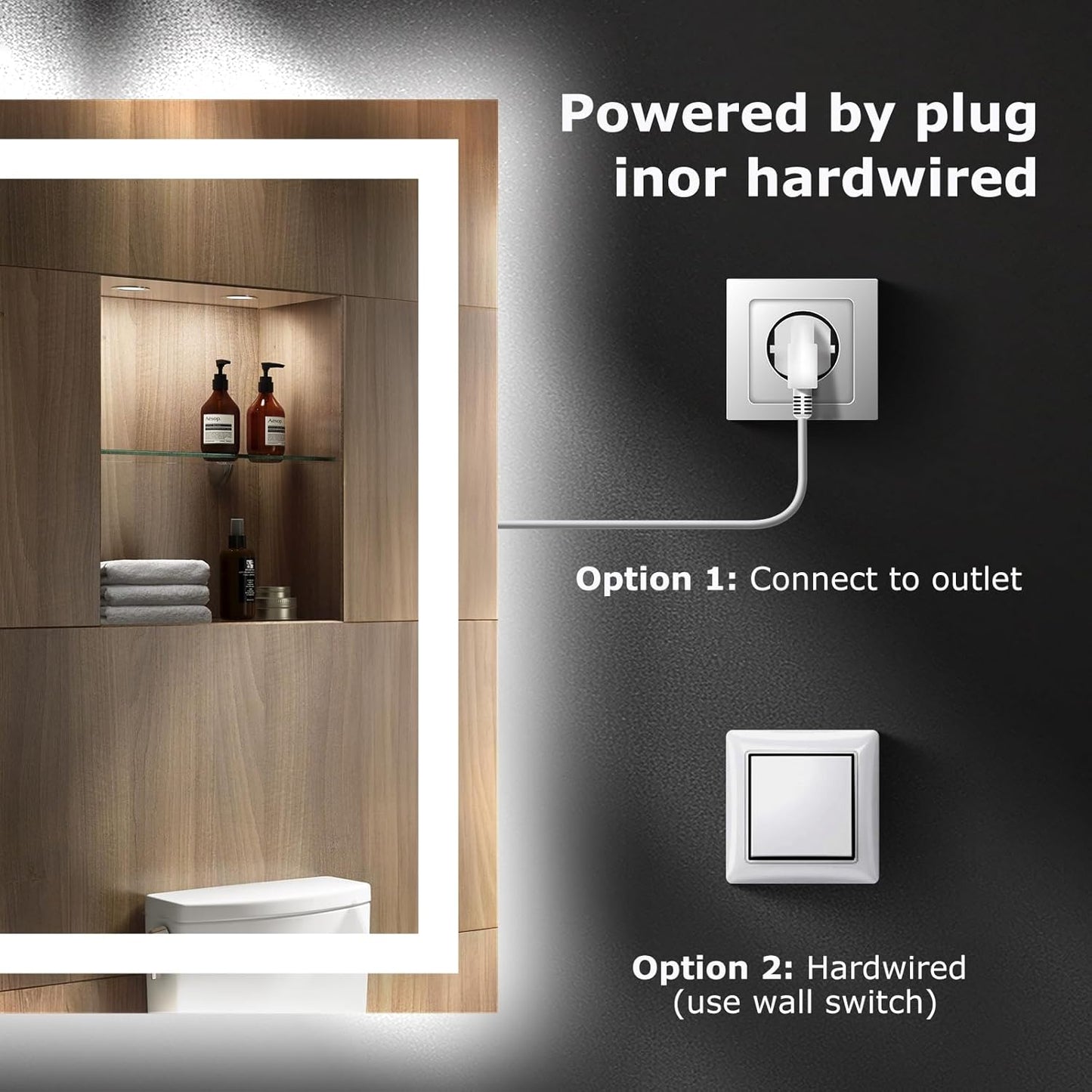 32X36 LED Bathroom Mirror with Lights, Anti-Fog, Dimmable, Backlit + Front Lit, Smart Bathroom Vanity Mirror, Memory Function, Shatterproof, Tempered Glass (Horizontal/Vertical)