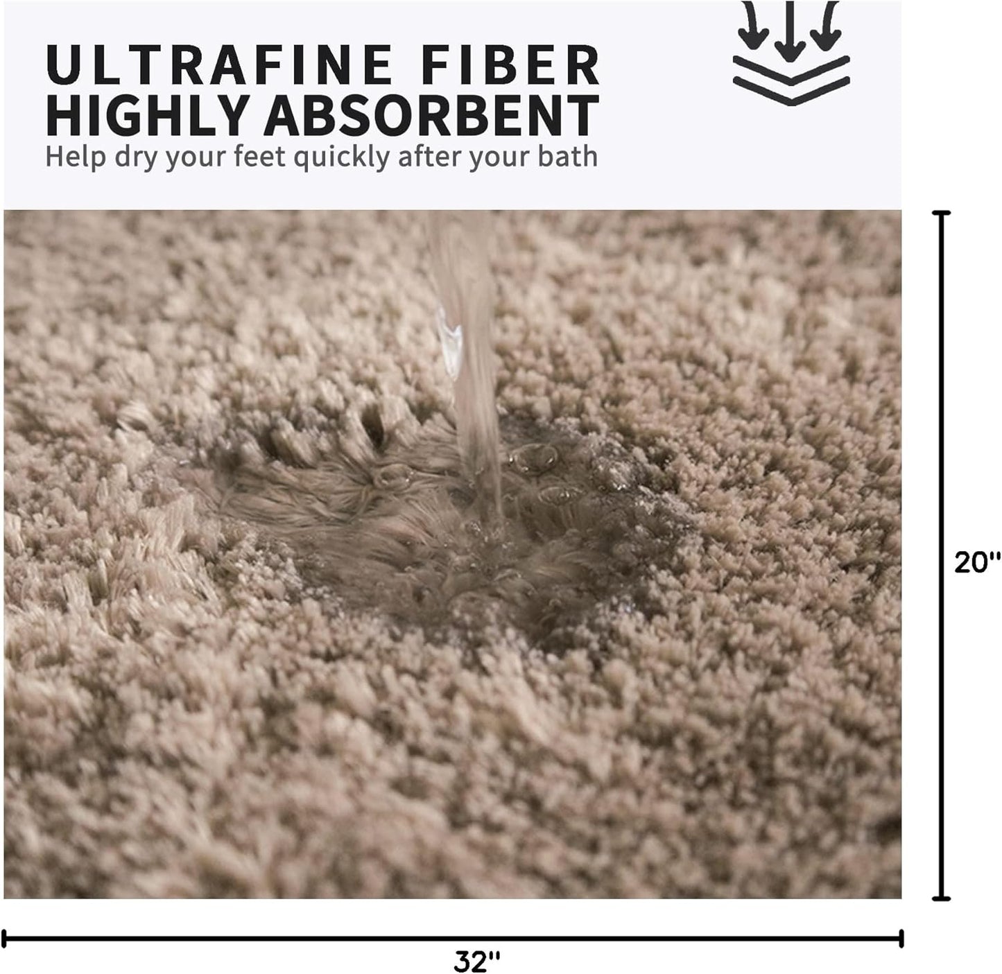 FIFU Bathroom Rugs 20" W x 32" L, Bath Mat for Bathroom, Bedroom, Laundry Room & Kitchen, Non-Slip Rubber Latex Backing, Extra Soft and Absorbent Microfiber Carpet, Machine Washable Rug, Beige