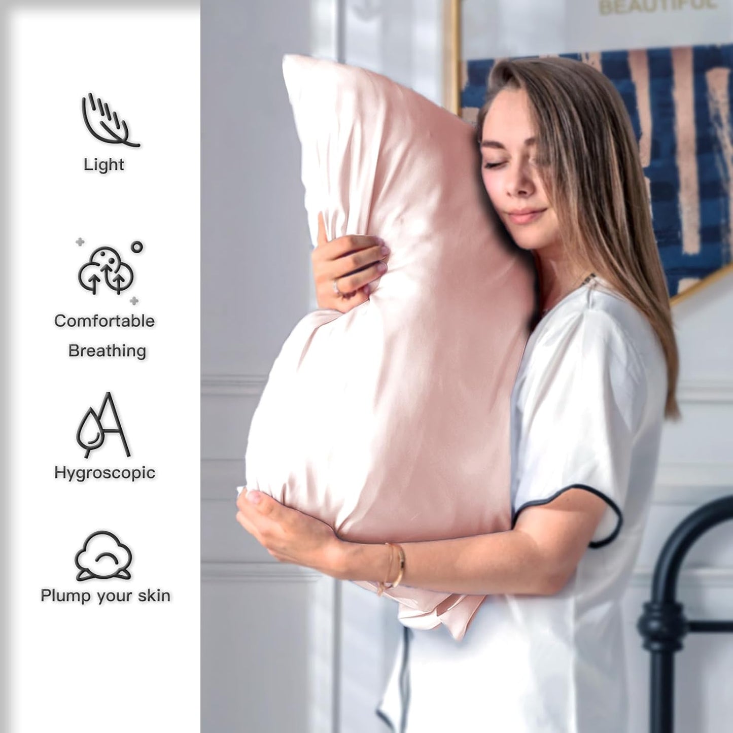 Mulberry Silk Pillow Cases for Hair and Skin King Size Silk Pillowcase with Zipper Soft Breathable Smooth Cooling Satin Silk Pillow Covers for Sleeping (Coral,20"X 36",1Pcs)