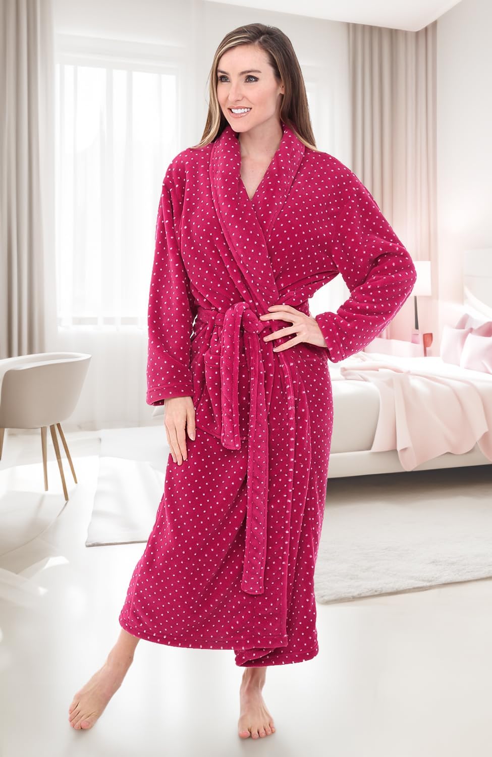 Alexander Del Rossa Plush Robe for Women, Long Fleece Winter Bath Robe, Plus Size