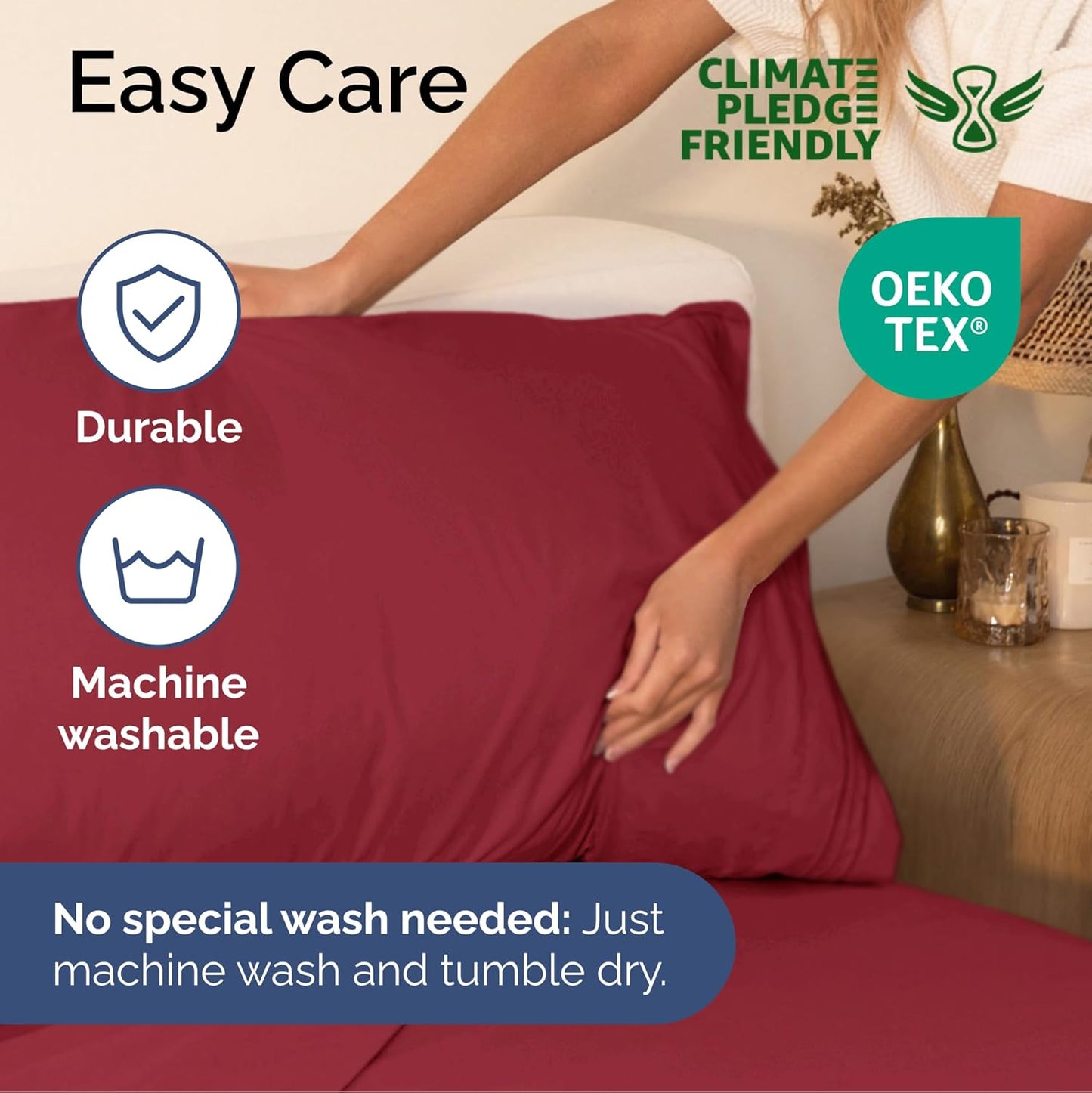 Queen Size 4 Piece Sheet Set - Extra Soft, Breathable & Cooling Sheets - Hotel Luxury Durable Bed Sheets for Women & Men - Deep Pockets, Easy-Fit & Wrinkle-Free Sheets - Berry Oeko-Tex Bed Sheet Set