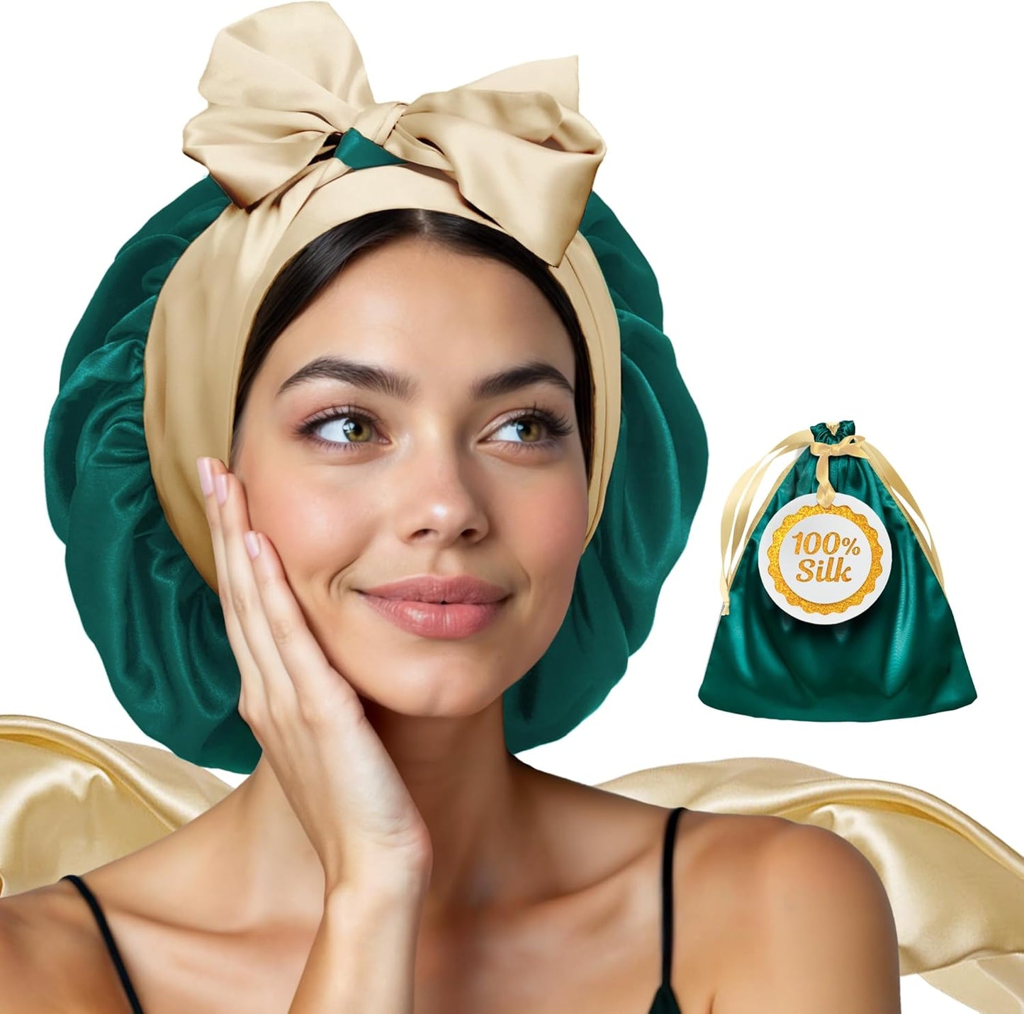 100% Mulberry Silk Bonnet for Sleeping Women with Curly Hair – Alternative to Double Layer Satin Bonnet with Tie Band