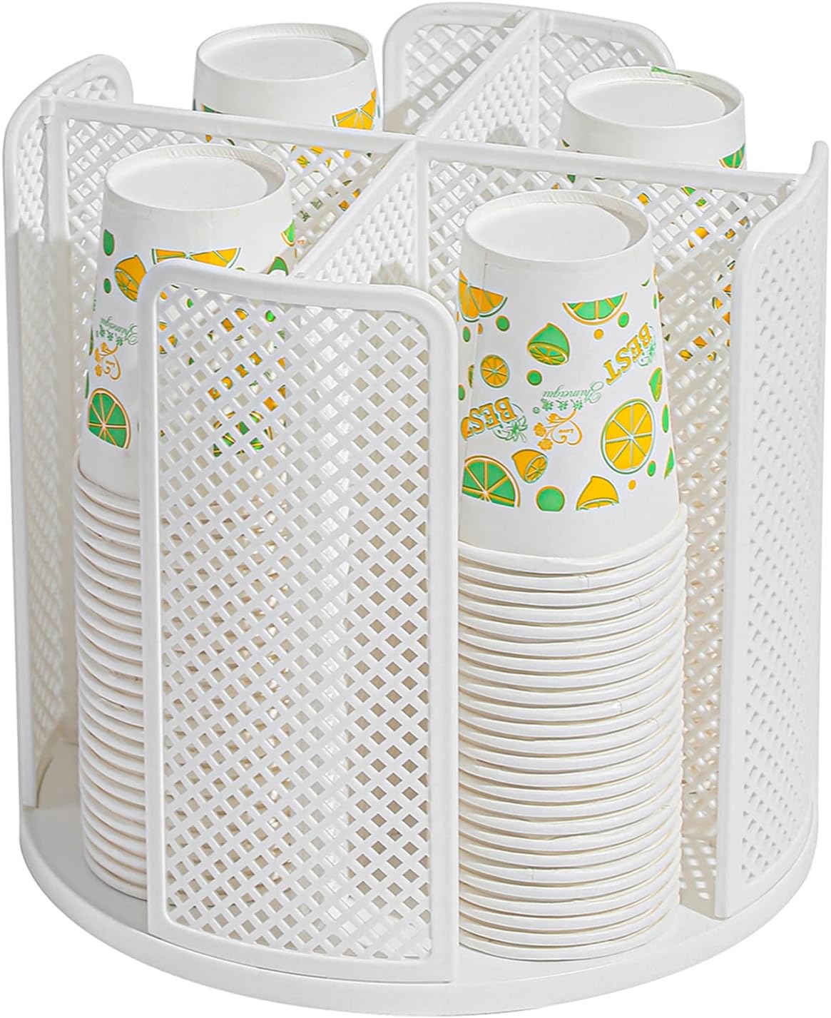 Paper Cup and Lid Holder Plastic Cup Storage Organizer Coffee Cup Dispenser for Countertop, Breakroom, Bathroom, Coffee Station, Bar, Buffet, Kitchen Cabinet - White