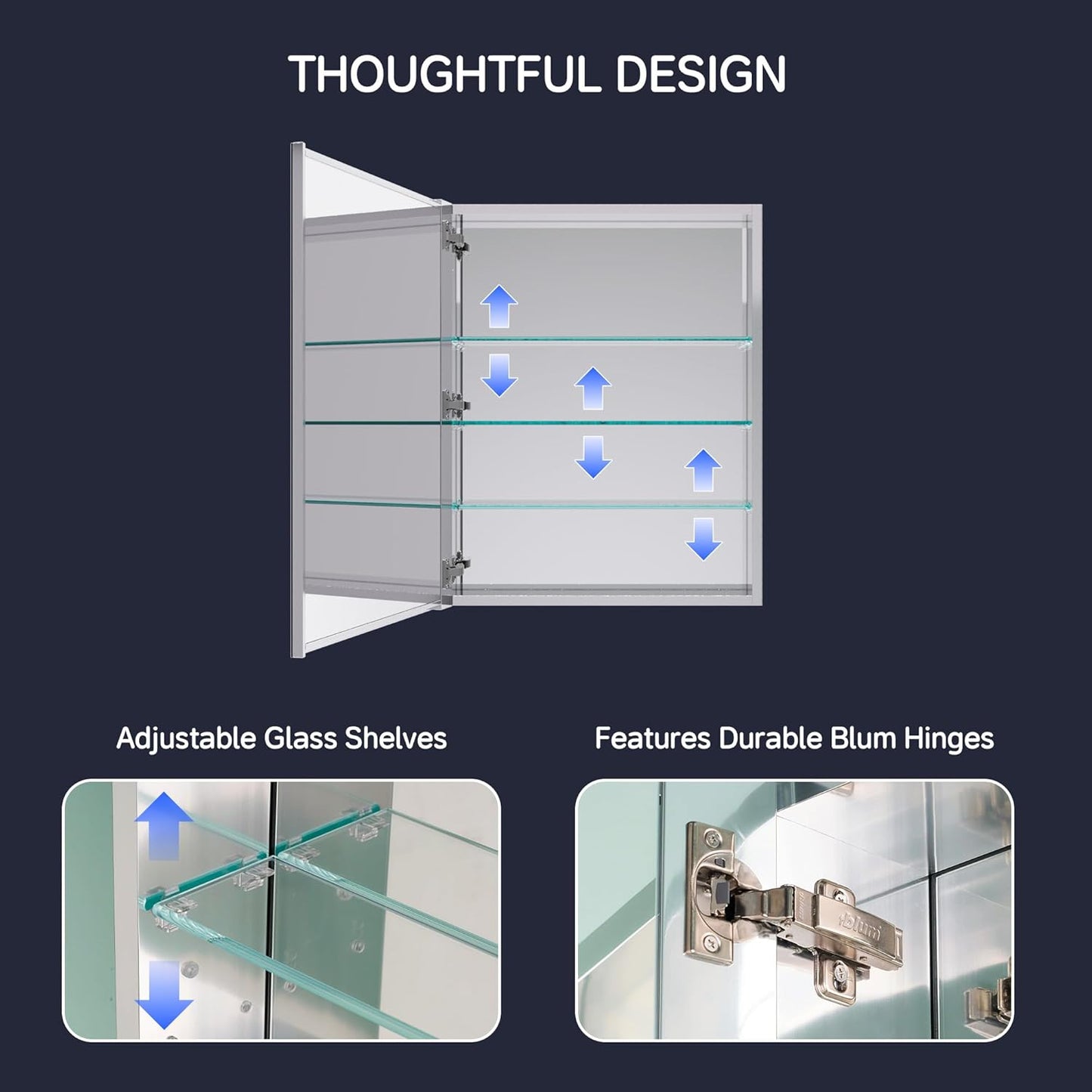 Medicine Cabinet 24" x 30", Bathroom Medicine Cabinet with Mirror, Recessed Medicine Cabinets with Adjustable Shelves, Soft-Closing Door, and Aluminum Alloy Frame - Reverse Installation, Silver